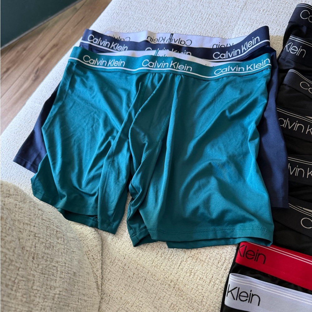 Calvin Klein Men's Boxer Briefs - Black, Teal, Navy, Red Waistband set of 10 - Picture 4 of 15